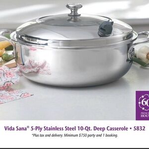 Princess House Vida Sana Stainless Steel Casserole - Silver